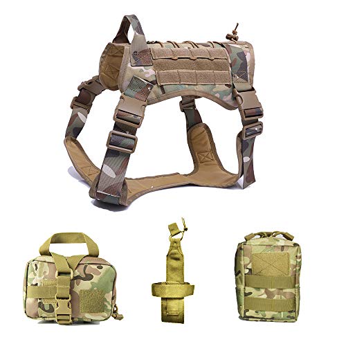 ZXGQF Tactical Dog Vest Harness, No Pull Dog Wasserdichter Westentrainingsgurt mit Komfortkontrollgriff für mittlere/große Hunde beim Training Walking (L,Camouflage Suit) von ZXGQF