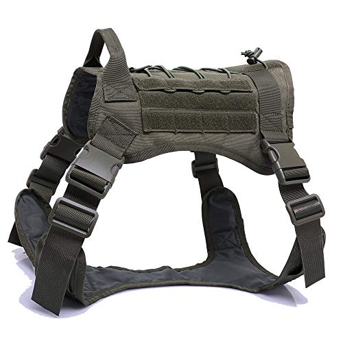 ZXGQF Tactical Dog Vest Harness, No Pull Dog Wasserdichter Westentrainingsgurt mit Komfortkontrollgriff für mittlere/große Hunde beim Training Walking (L,Green) von ZXGQF