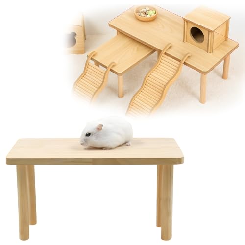 Hamster Plattform, 25x14x12 cm Hamster Spielzeug Plattform für Käfig, Hamsters Zubehör Holzplattform für Nagetiere, Klettern und Spielen, Stressabbau und Zahnpflege von ZXJLWR
