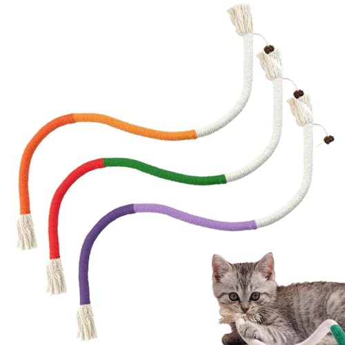 ZXJLWR 3 Pcs Katzenspielzeug Selbstbeschäftigung, 70cm Katzenbeißseil, Bunte Katzenminze Spielzeug, Katzenschnur Mit Gallenfrucht, Interaktives Cat Toys Für Zahnpflege und Begleiter ZXJLWR 3 Pcs Katzenspielzeug Selbstbeschäftigung, 70cm Katzenbeißseil, Bunte Katzenminze Spielzeug, Katzenschnur Mit Gallenfrucht, Interaktives Cat Toys Für Zahnpflege und Begleiter von ZXJLWR
