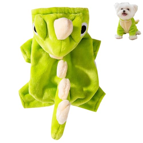 Dinosaurier-Kostüm für Katzen und Hunde, Dinosaurier-Haustierkostüm, Plüsch-Winter-Kapuzenpullover für Haustiere, Fleece-Winter-Kapuzenpullover für Welpen mit Leinenschlaufe, geeignet für kleine und Dinosaurier-Kostüm für Katzen und Hunde, Dinosaurier-Haustierkostüm, Plüsch-Winter-Kapuzenpullover für Haustiere, Fleece-Winter-Kapuzenpullover für Welpen mit Leinenschlaufe, geeignet für kleine und von ZXSFDFNE