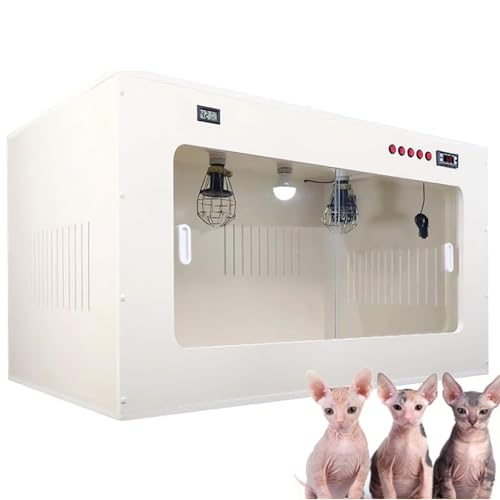 Welpen-Zuchtbox für Neugeborene Haustiere, Echtzeitanzeige von Temperatur und Luftfeuchtigkeit, bietet EIN sauberes, warmes und Komfortables Wohnumfeld für Haustiere,80X60X60cm von ZXSYYDS