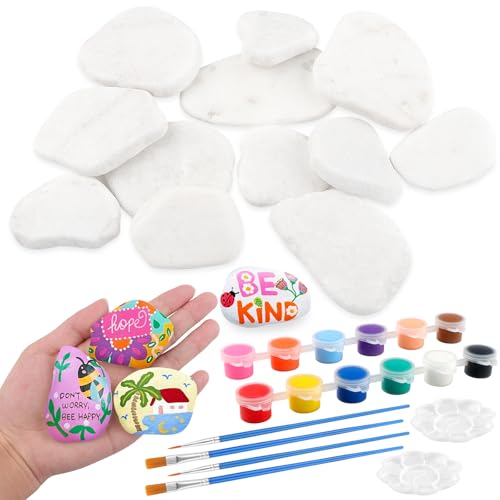 ZXShow 12 Stücke Steine zum Bemalen 3-8 cm gemalter Kieselsteine mit 12 Farben Acrylfarbe 4 Pinseln und 2 Paletten Flache Kieselsteine zum Basteln Weiße Kreatives Malset DIY Geschenkideen ZXShow 12 Stücke Steine zum Bemalen 3-8 cm gemalter Kieselsteine mit 12 Farben Acrylfarbe 4 Pinseln und 2 Paletten Flache Kieselsteine zum Basteln Weiße Kreatives Malset DIY Geschenkideen von ZXShow