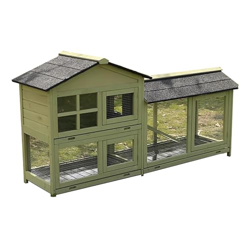 Großer Hühnerstall, Multifunktionaler Voliere Hühner aus Holz mit Dach, Hühnergehege im Freien, Wachtelstall für Bauernhof, Hinterhof(Green,Large) von ZXTRYBHD