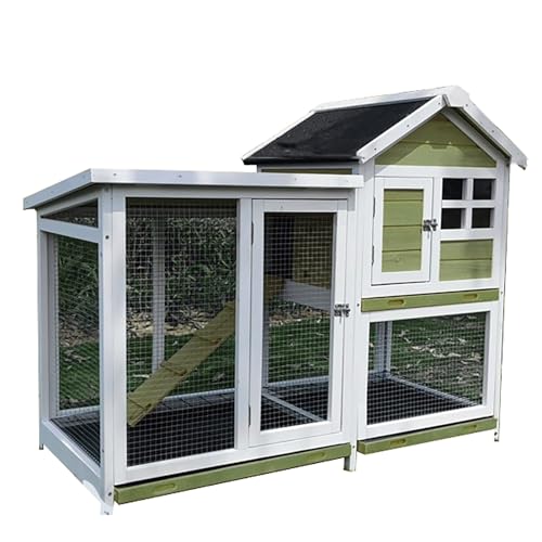 Großer Hühnerstall, Multifunktionaler Voliere Hühner aus Holz mit Dach, Hühnergehege im Freien, Wachtelstall für Bauernhof, Hinterhof(Green,Small) von ZXTRYBHD