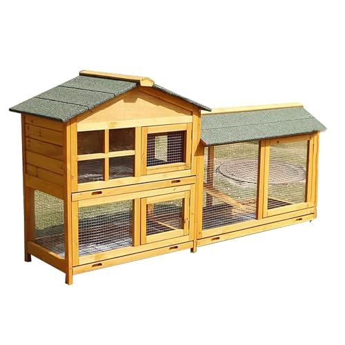 Großer Hühnerstall, Multifunktionaler Voliere Hühner aus Holz mit Dach, Hühnergehege im Freien, Wachtelstall für Bauernhof, Hinterhof(Yellow,Large) von ZXTRYBHD