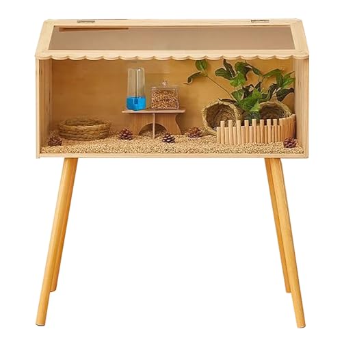 Hamsterkäfig aus Holz, Kaufester Hühnerkäfig aus Rutin mit Transparentem Acrylfenster, Hamsterhaus und Lebensraum für Rennmäuse, Chinchillas(Large) von ZXTRYBHD