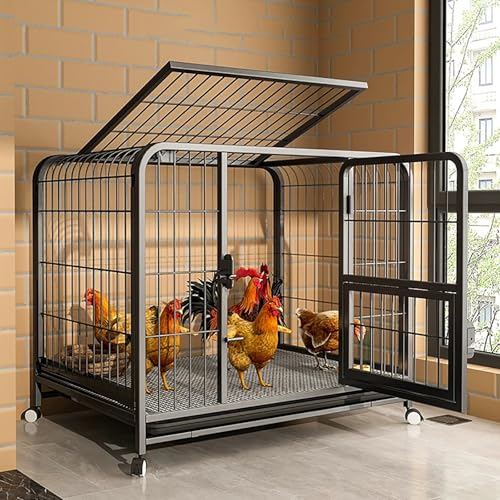 Hühner Nistkasten, Hühnerstall aus Metall, Hühnerkäfig-Trage mit Ausziehbarer Ablage und Rolle, Wachtelstall für Garten und Hinterhof Hühner Nistkasten, Hühnerstall aus Metall, Hühnerkäfig-Trage mit Ausziehbarer Ablage und Rolle, Wachtelstall für Garten und Hinterhof von ZXTRYBHD