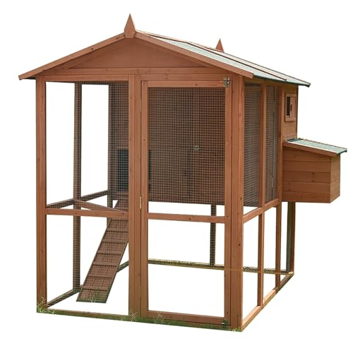 Hühnergehege für 4–5 Hühner, Voliere Hühner mit Nistkästen, Hühnerstall aus Holz mit Schiebetablett, Geflügelkäfig für den Hinterhof von ZXTRYBHD