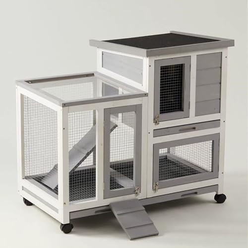 Hühnerkäfige aus Holz for draußen – Kaninchen-Meerschweinchenkäfig, Hühnergehege mit Rädern, Haustierhaus im Freien for Kleintiere von ZXTRYBHD