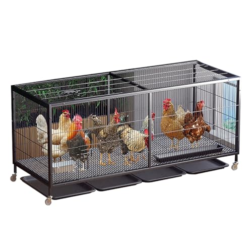 Hühnerstall für 1–15 Hühner, Robuster Freilaufgehege Hühner aus Metall, Ausbruchsicherer Hühnerkäfig, Chicken Run mit Rädern, Schloss, Ausziehbare Wanne(Large) von ZXTRYBHD