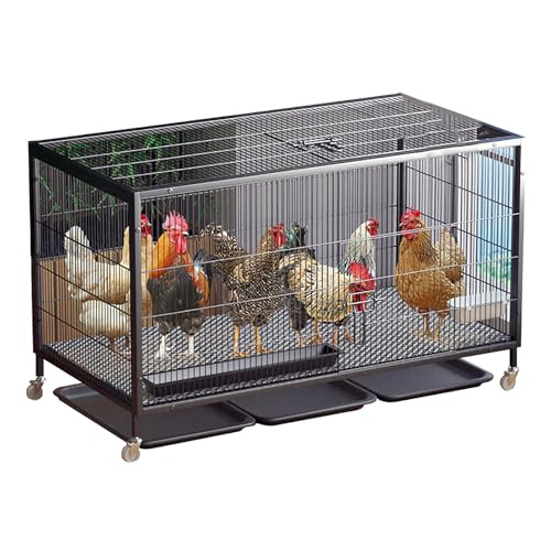 Hühnerstall für 1–15 Hühner, Robuster Freilaufgehege Hühner aus Metall, Ausbruchsicherer Hühnerkäfig, Chicken Run mit Rädern, Schloss, Ausziehbare Wanne(Medium) von ZXTRYBHD
