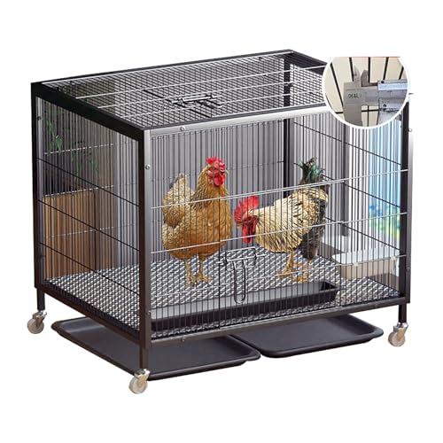Hühnerstall für 1–15 Hühner, Robuster Freilaufgehege Hühner aus Metall, Ausbruchsicherer Hühnerkäfig, Chicken Run mit Rädern, Schloss, Ausziehbare Wanne(Small) von ZXTRYBHD