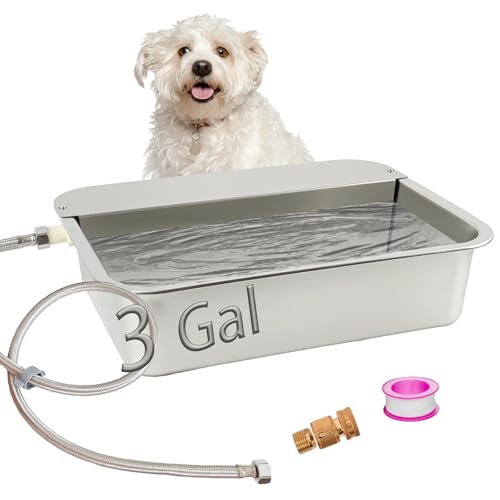 Automatischer Wasserspender für Hunde, 304 Edelstahl, großer Wassernapf für drinnen und draußen, selbstbefüllend, für Haustiere und Nutztiere, passend für 1,9 cm Gartenschlauch von ZXUAQNOE