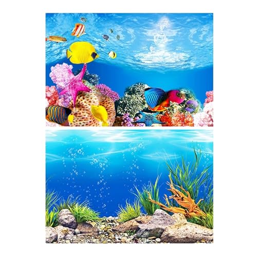ZYAGH Aquarium Hintergrund Aquarium Dekoration Hintergrund Malerei Fisch Tank Landschaft Ozean Marine Pflanzen Fur Aquarium(Color1,50x80cm) von ZYAGH