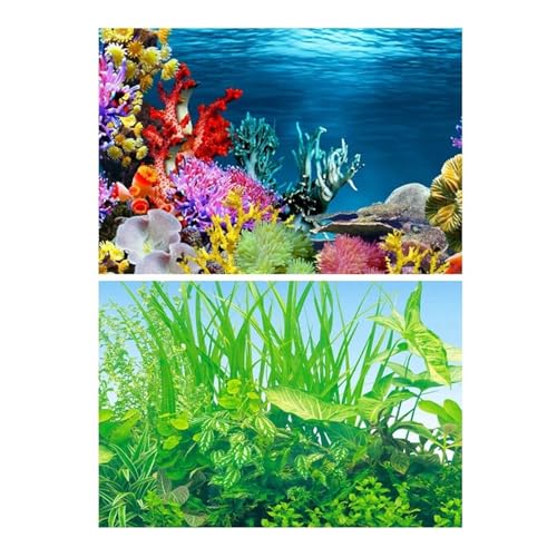 ZYAGH Aquarium Hintergrund Aquarium Dekoration Hintergrund Malerei Fisch Tank Landschaft Ozean Marine Pflanzen Fur Aquarium(Color4,40x60cm) von ZYAGH