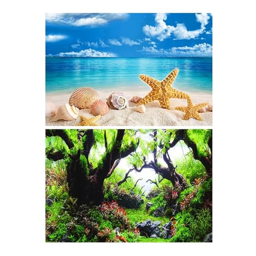 ZYAGH Aquarium Hintergrund Aquarium Dekoration Hintergrund Malerei Fisch Tank Landschaft Ozean Marine Pflanzen Fur Aquarium(Color5,40x60cm) von ZYAGH