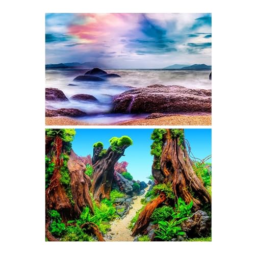 ZYAGH Aquarium Hintergrund Aquarium Dekoration Hintergrund Malerei Fisch Tank Landschaft Ozean Marine Pflanzen Fur Aquarium(Color6,40x60cm) von ZYAGH