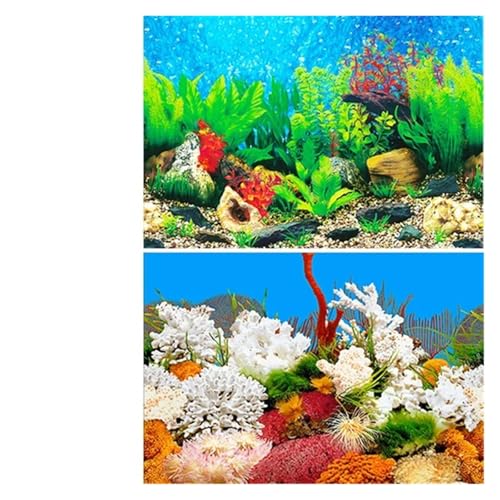 ZYAGH Aquarium Hintergrund Aquarium Landschaft Poster Fisch Tank Hintergrund Aufkleber doppelseitige Ozean Meer Pflanzen Dekor Fur Aquarium(Color2) von ZYAGH