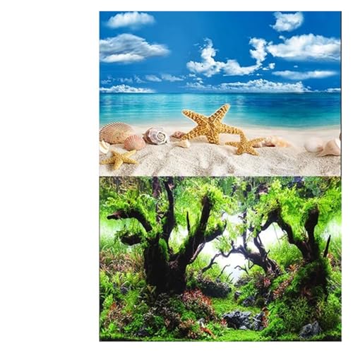 ZYAGH Aquarium Hintergrund Aquarium Landschaft Poster Fisch Tank Hintergrund Aufkleber doppelseitige Ozean Meer Pflanzen Dekor Fur Aquarium(Color4) von ZYAGH