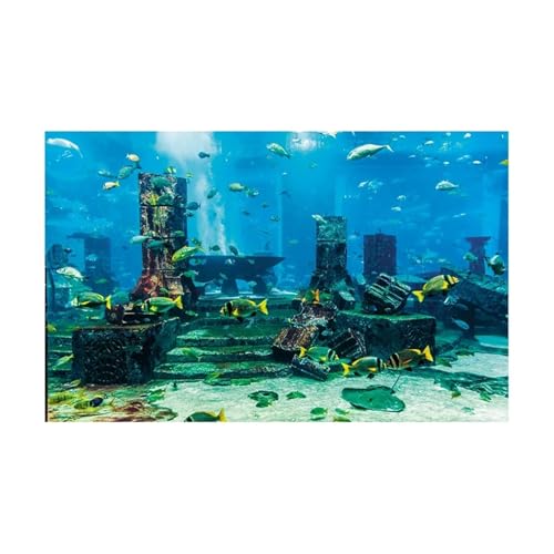 ZYAGH Aquarium Hintergrund Fisch Tank Hintergrund Aufkleber Unterwasser Landschaft Tapete Aquarium Dekorationen PVC Fur Aquarium(BLUE1,50x90cm) von ZYAGH