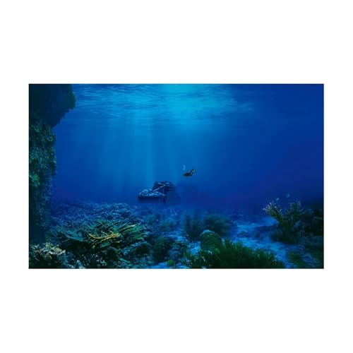ZYAGH Aquarium Hintergrund Fisch Tank Hintergrund Aufkleber Unterwasser Landschaft Tapete Aquarium Dekorationen PVC Fur Aquarium(BLUE3,41x61cm) von ZYAGH