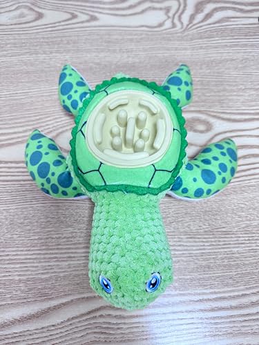 ZYBDP Interaktives Hundespielzeug, Grüne Schildkröte Plüsch mit Slow Feeder Bowl, Quietschendes Kauspielzeug von ZYBDP