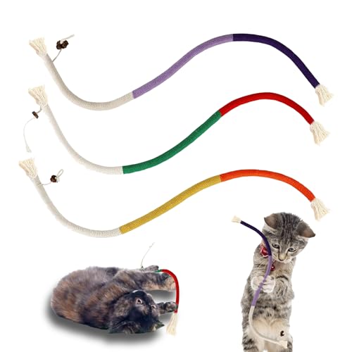 ZYEKIU 3 Stück Katzenspielzeug Baumwollmaterial, Cat Chew Rope Selbstbeschäftigung, Interaktives Katzenspielzeug Den Innenbereich, für Sicher Katzen Zahnpflege (Lila + Orange + Rot) von ZYEKIU
