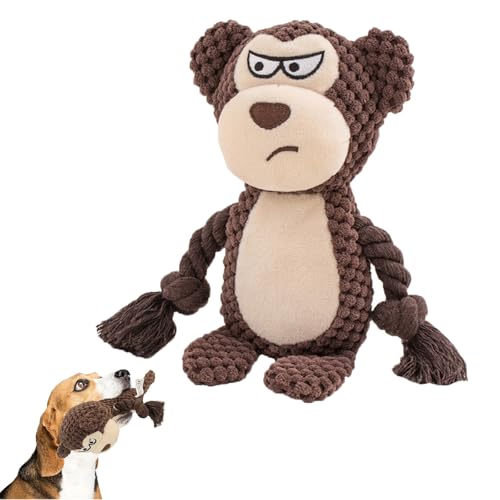 ZYEKIU Hundespielzeug Hund Quietschspielzeug, Plüschtier Hund Plüsch Kauspielzeug Baumwollseil Interaktives Spielzeug für Welpen, Mittlere Hunde Unkaputtbar Spielzeug Kuscheltier (AFFE) von ZYEKIU