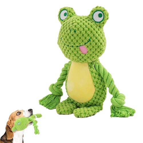 ZYEKIU Hundespielzeug Hund Quietschspielzeug, Plüschtier Hund Plüsch Kauspielzeug Baumwollseil Interaktives Spielzeug für Welpen, Mittlere Hunde Unkaputtbar Spielzeug Kuscheltier (Frosch) von ZYEKIU