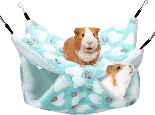 ZYEKIU Meerschweinchen Hängematte, Doppelschicht Frettchen Hängematte für Haustierkäfige Hamster, Weiche Warme Katzenhängematte, Kleintiere Hängebett für Hamster Chinchillas Frettchen (Grün) von ZYEKIU