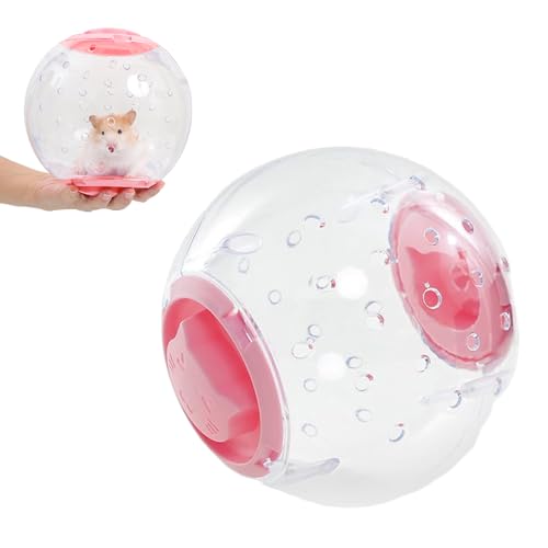 Hamsterball, 16 cm, transparenter Laufball, Hamsterrad, Nagetierspielzeug, kleines Haustier, Kunststoff, niedliche Übungsbälle zum Laufen für Hamster und Mäuse (Rosa) von ZYETGH