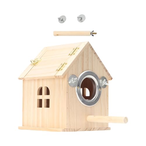Doppelt perforiertes Holz Vogelhäuser Outdoor Dach Holz Zucht Vogelhaus für Wellensittiche Conures belüftetes Vogelnest Doppelt perforiertes Holz Vogelhäuser Outdoor Dach Holz Zucht Vogelhaus für Wellensittiche Conures belüftetes Vogelnest von ZYHARUKO