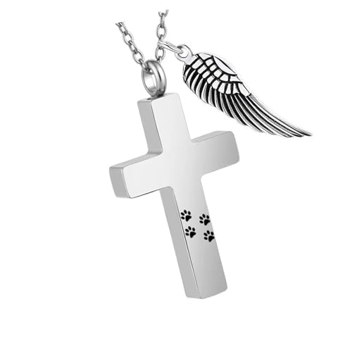 ZYHARUKO Haustier-Medaillon-Halskette aus rostfreiem Metall, mit unsichtbarem Aufbewahrungsfach für Asche, Urne, Gedenkschmuck von ZYHARUKO