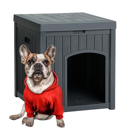 Hundehütte für den Innenbereich, wetterfest, für den Außenbereich, Hundehütte für kleine mittelgroße Hunde, Harz-Kunststoff, Iglu-Hundehütte mit Klappdeckel und erhöhtem Boden, einfache Montage für Hundehütte für den Innenbereich, wetterfest, für den Außenbereich, Hundehütte für kleine mittelgroße Hunde, Harz-Kunststoff, Iglu-Hundehütte mit Klappdeckel und erhöhtem Boden, einfache Montage für von ZYJOYY