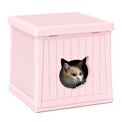 Katzenhaus aus Kunststoff für den Außenbereich und Innenbereich, wetterfestes Katzenhaus für Wildkatzen, einzigartiger Katzenschutz für kleines Haustier, geräumig, einfach zu montieren, Pfirsichrosa Katzenhaus aus Kunststoff für den Außenbereich und Innenbereich, wetterfestes Katzenhaus für Wildkatzen, einzigartiger Katzenschutz für kleines Haustier, geräumig, einfach zu montieren, Pfirsichrosa von ZYJOYY
