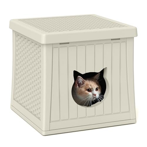 Katzenhaus aus Kunststoff für den Außenbereich und Innenbereich, wetterfestes Katzenhaus für Wildkatzen, einzigartiger Katzenschutz für kleines Haustier, geräumig, einfach zu montieren, Vanille Katzenhaus aus Kunststoff für den Außenbereich und Innenbereich, wetterfestes Katzenhaus für Wildkatzen, einzigartiger Katzenschutz für kleines Haustier, geräumig, einfach zu montieren, Vanille von ZYJOYY