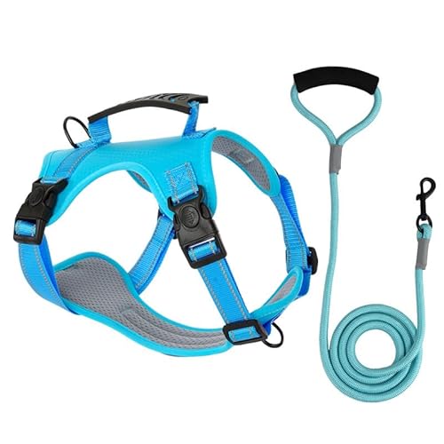 Pet Dog Breastband Traction String Set für kleine Hunde, mittelgroße Hunde (Blau, L) von ZYJSSKUK