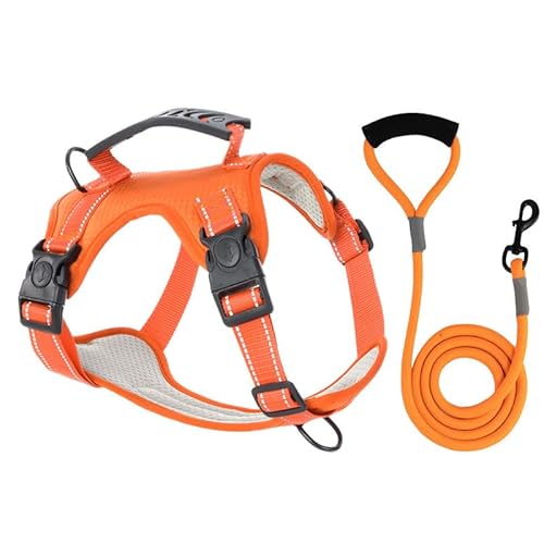 Pet Dog Breastband Traction String Set für kleine Hunde, mittelgroße Hunde (Orange, XL) von ZYJSSKUK