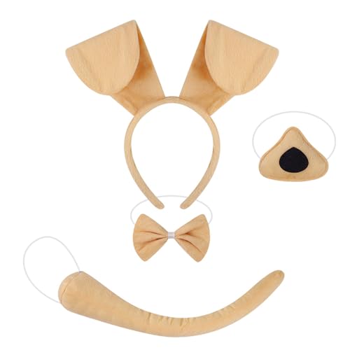 ZYKEJJDDAK Das Set für Kinder besteht aus Ohren, Stirnband, Hundeschwanz, Nase, Fliege, Rock, Halloween, Tier-Outfit von ZYKEJJDDAK