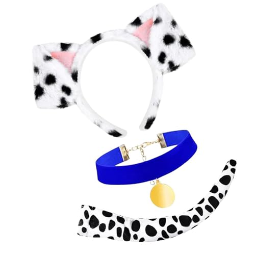 Halloween-Hundekostüm, Zubehör, Stirnband, Schwanz, Hundehalsband, Tier-Kostüm, für Kinder, Erwachsene, Cosplay, Alltag, Haustiermode, 3 Stück von ZYMIADOU