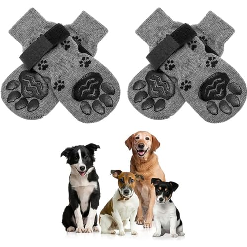 ZYTECO Doppelseitige Anti-Rutsch-Socken Für Hartholzböden Hundeschuhe Verhindern Das Lecken Und Verrutschen Von Haustierpfoten,Grau,L von ZYTECO