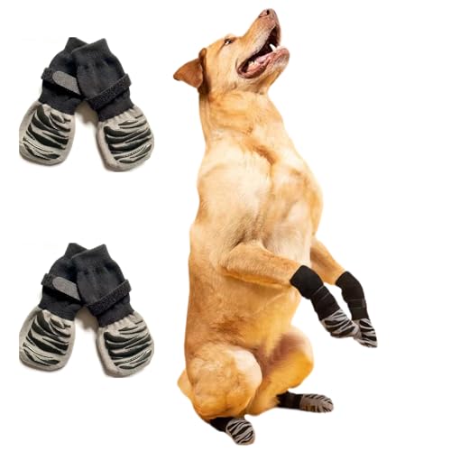 ZYTECO Doppelseitige Anti-Rutsch-Socken Für Hunde Verhindern Ausrutschen Und Lecken Für Heiße Kalte Straßen Starke Griffe Traktionskontrolle Pfotenschutz,Schwarz,L von ZYTECO