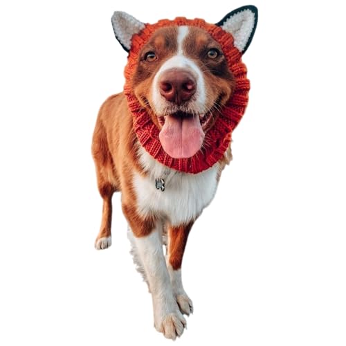 ZYTECO Gestrickte Warme Mütze Für Hunde Weich Bequem Lärmschutz Winddicht Ohrenschützer Für Hunde Party Weihnachten Haustiermütze,Fox,L von ZYTECO