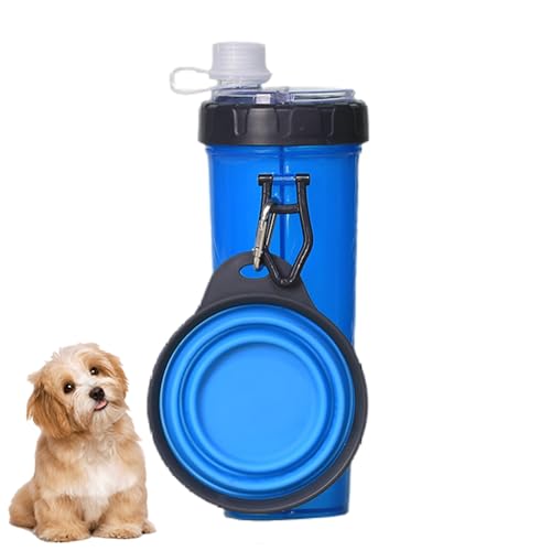 ZYTECO Haustier-Wasserflasche Futterbehälter 2-In-1 Tragbarer Hunde-Reise-Wasserspender Abnehmbares Design Kombinierter Haustier-Wasserbecher,Blau von ZYTECO