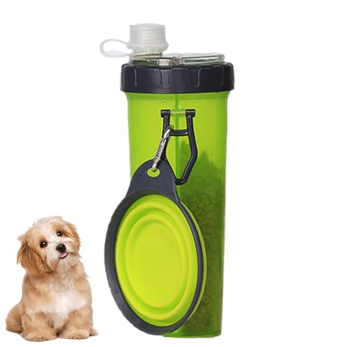 ZYTECO Haustier-Wasserflasche Futterbehälter 2-In-1 Tragbarer Hunde-Reise-Wasserspender Abnehmbares Design Kombinierter Haustier-Wasserbecher,Grün von ZYTECO