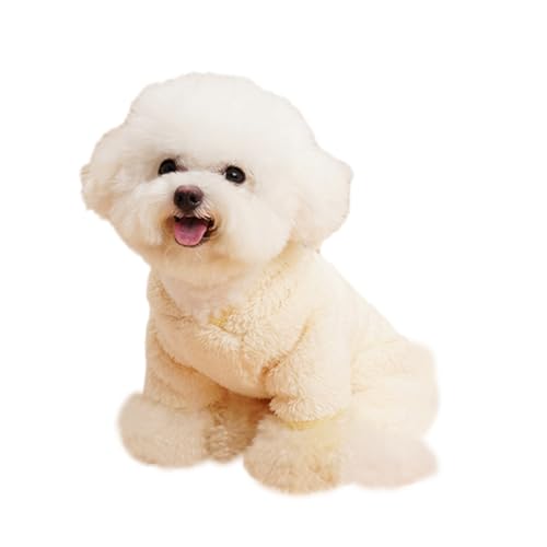 ZYTECO Hunde-Fuzzy-Mäntel Winter-Kapuzenpullover Weicher Doppelseitiger Plüsch-Fleece Warmer Hunde-Bodysuit Für Kleine Hunde,Light Yellow,L von ZYTECO