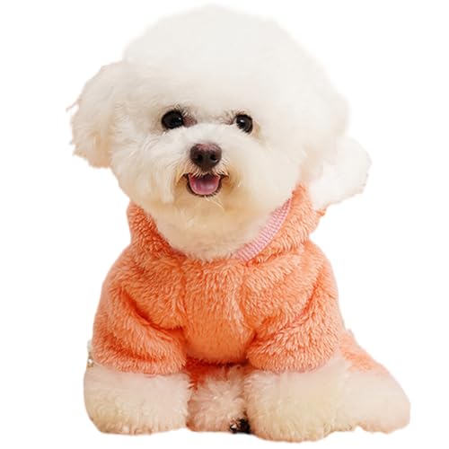 ZYTECO Hunde-Fuzzy-Mäntel Winter-Kapuzenpullover Weicher Doppelseitiger Plüsch-Fleece Warmer Hunde-Bodysuit Für Kleine Hunde,Orange,L von ZYTECO