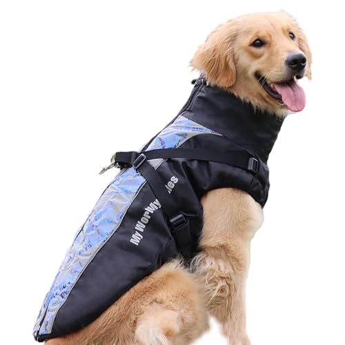 ZYTECO Hunde-Wintermäntel Wasserdichter Schneeanzug Schrumpfbarer Ausschnitt Dick Warm Reflektierend Mit Verstellbarer Schnalle Hundejacke,Glare Blue,5XL von ZYTECO