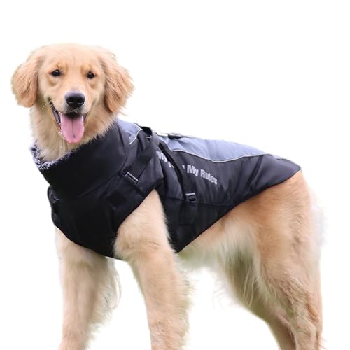 ZYTECO Hunde-Wintermäntel Wasserdichter Schneeanzug Schrumpfbarer Ausschnitt Dick Warm Reflektierend Mit Verstellbarer Schnalle Hundejacke,Grau,5XL von ZYTECO